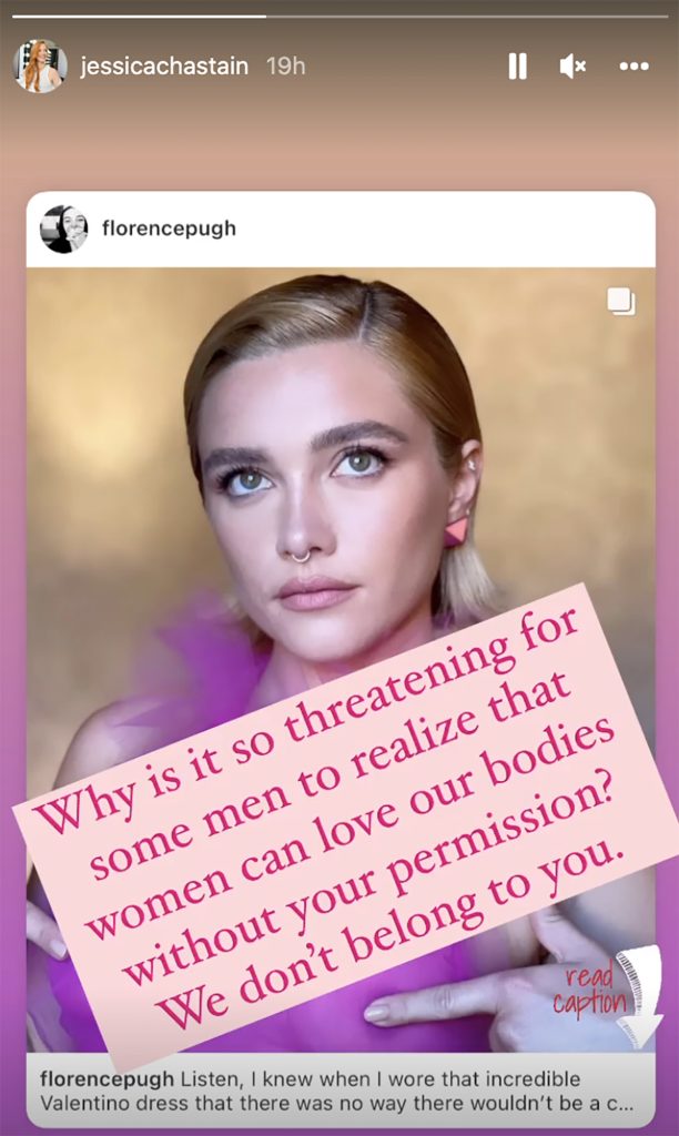 Jessica Chastain Defends Florence Pugh's Free the Nipple Moment 